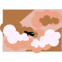 download Plane Silhouette Flying Through Clouds clipart image with 180 hue color