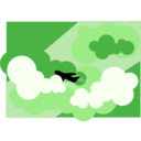 download Plane Silhouette Flying Through Clouds clipart image with 270 hue color