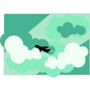 download Plane Silhouette Flying Through Clouds clipart image with 315 hue color