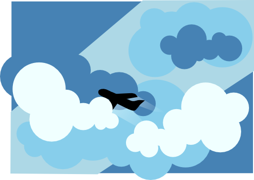Plane Silhouette Flying Through Clouds