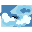 download Plane Silhouette Flying Through Clouds clipart image with 0 hue color