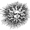 download Ornate Sun clipart image with 225 hue color