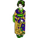 download Woman In Kimono clipart image with 45 hue color