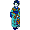 download Woman In Kimono clipart image with 180 hue color