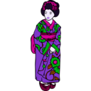 download Woman In Kimono clipart image with 270 hue color