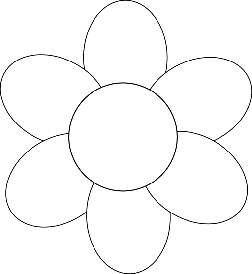 Flower Six Petals Black Outline