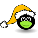 download Funny Tux Face With Santa Claus Hat clipart image with 45 hue color