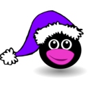 download Funny Tux Face With Santa Claus Hat clipart image with 270 hue color
