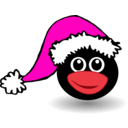 download Funny Tux Face With Santa Claus Hat clipart image with 315 hue color