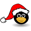 Funny Tux Face With Santa Claus Hat