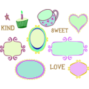 download Kitschy Doodle Frame Borders clipart image with 90 hue color