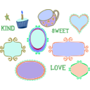 download Kitschy Doodle Frame Borders clipart image with 180 hue color
