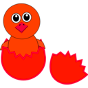 download Funny Chick Cartoon Newborn Coming Out From The Egg clipart image with 315 hue color