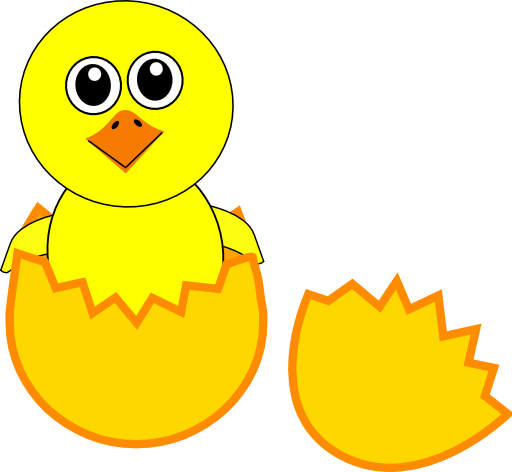 Funny Chick Cartoon Newborn Coming Out From The Egg