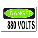 download Danger 880 Volts clipart image with 90 hue color