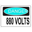 download Danger 880 Volts clipart image with 180 hue color