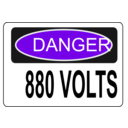 download Danger 880 Volts clipart image with 270 hue color
