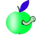 download Apple Red With A Green Leaf With Funny Worm clipart image with 135 hue color