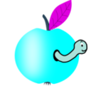 download Apple Red With A Green Leaf With Funny Worm clipart image with 180 hue color