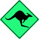 download Warning Kangaroos Ahead clipart image with 90 hue color