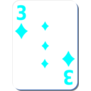 download White Deck 3 Of Diamonds clipart image with 180 hue color