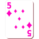 download White Deck 5 Of Diamonds clipart image with 315 hue color
