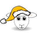 download Funny Sheep Face White Cartoon With Santa Claus Hat clipart image with 45 hue color