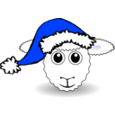 download Funny Sheep Face White Cartoon With Santa Claus Hat clipart image with 225 hue color