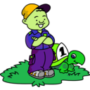 download Boy And Turtle clipart image with 45 hue color