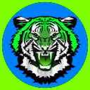 download Tiger Green On Red clipart image with 90 hue color
