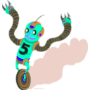 download Running Robot clipart image with 180 hue color
