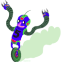 download Running Robot clipart image with 270 hue color