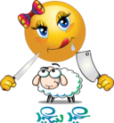 Girl Eats Sheep Smiley Emoticon