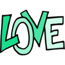 download Love Text clipart image with 180 hue color
