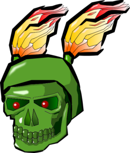 Green Skull With Flames