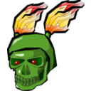 Green Skull With Flames