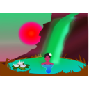 download Bathing In A Waterfall clipart image with 315 hue color