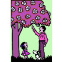 download Father And Daughter Under Tree clipart image with 270 hue color