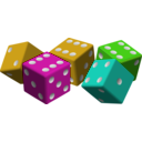 download Five Colored Dice clipart image with 45 hue color