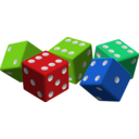 download Five Colored Dice clipart image with 90 hue color