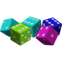 download Five Colored Dice clipart image with 180 hue color