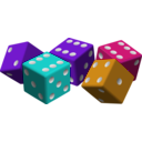 download Five Colored Dice clipart image with 270 hue color