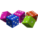 download Five Colored Dice clipart image with 315 hue color
