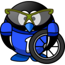 download Cyclist Penguin clipart image with 180 hue color