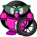 download Cyclist Penguin clipart image with 270 hue color