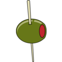 download Green Olive On A Toothpick clipart image with 0 hue color