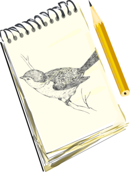 Sketchpad With Drawing Of A Bird