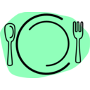 download Dinner Plate With Spoon And Fork clipart image with 90 hue color