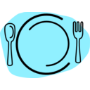 download Dinner Plate With Spoon And Fork clipart image with 135 hue color