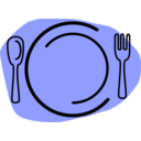 download Dinner Plate With Spoon And Fork clipart image with 180 hue color